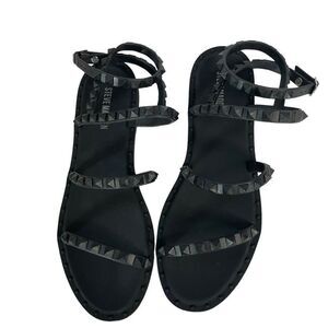 NWOT Steve Madden Women's Travel-J Ankle Strappy Buckle Black Sandals Size 8